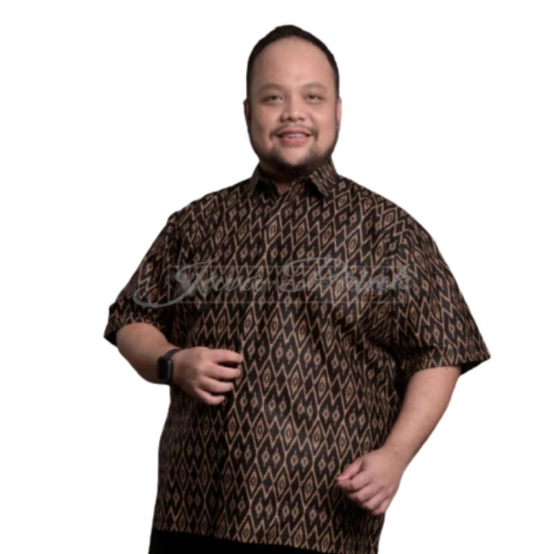 PROMO ASLI Risna Batik JUMBO HRB093 Hem Batik Pria Pendek Premium M L XL XXXL 3L 4L 5L pria BATIK...-JMB MOTIF ZIK-ZAK