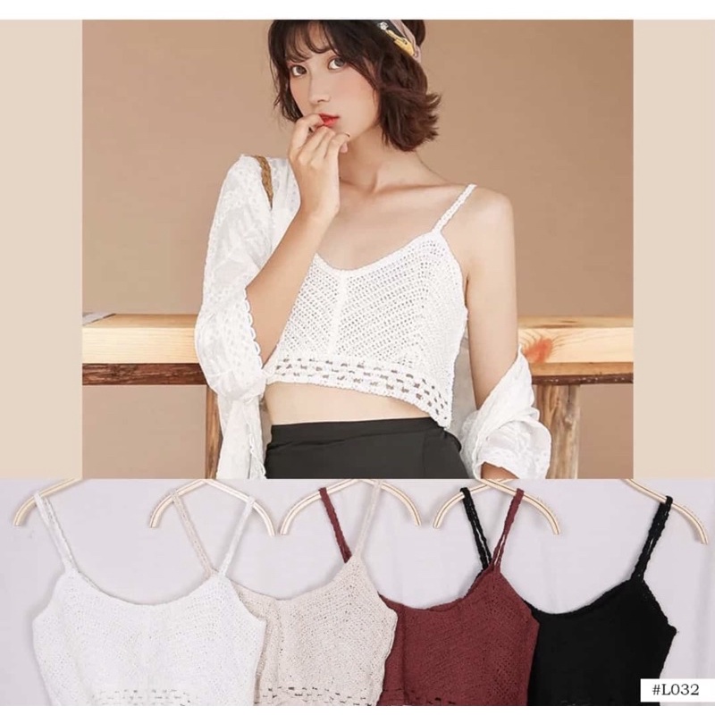 ROMPI RAJUT LACE VEST RENDA LACE CROP TOP MOTIF CORAK