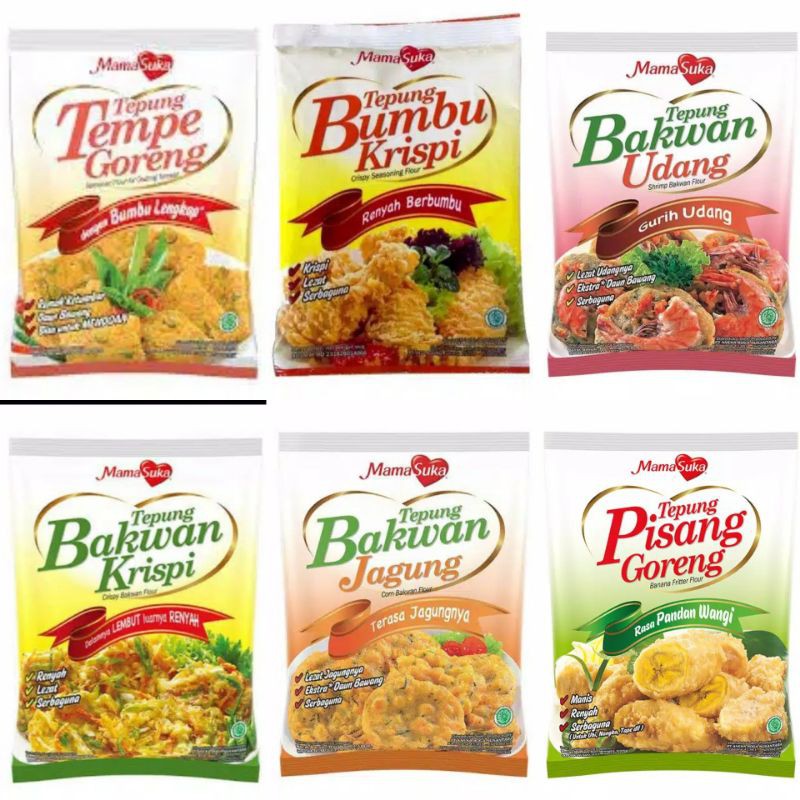 

MAMA SUKA TEPUNG SERBAGUNA PISANG CRISPY BAKWAN UDANG JAGUNG KENTUCKY CRISPY ALL VARIAN