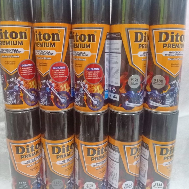 DITON Premium 400cc Pilok Pilox Cat Semprot Warna Hitam, Putih, Clear, Merah, Gold, Hijau, Grey, dll