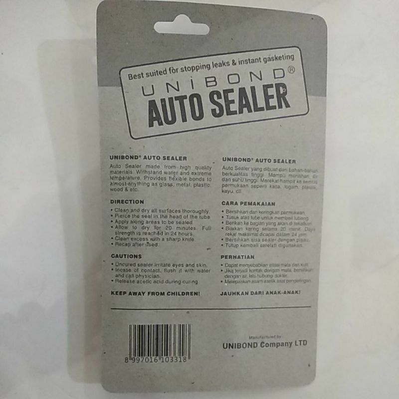 Auto Sealer 30gram / Black unibond Autosealer 30gr / Lem silicone