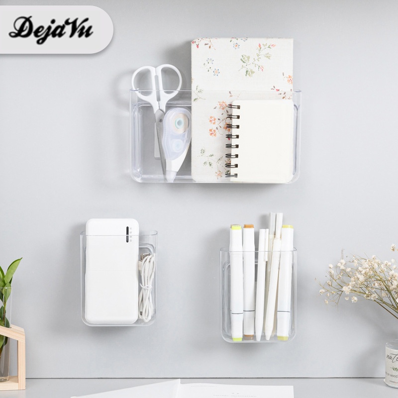 Dejavu Rak Gantung Hp Transparan Holder Organizer Handphone Tempel Rak Dinding Pulpen Remote Rak Gan