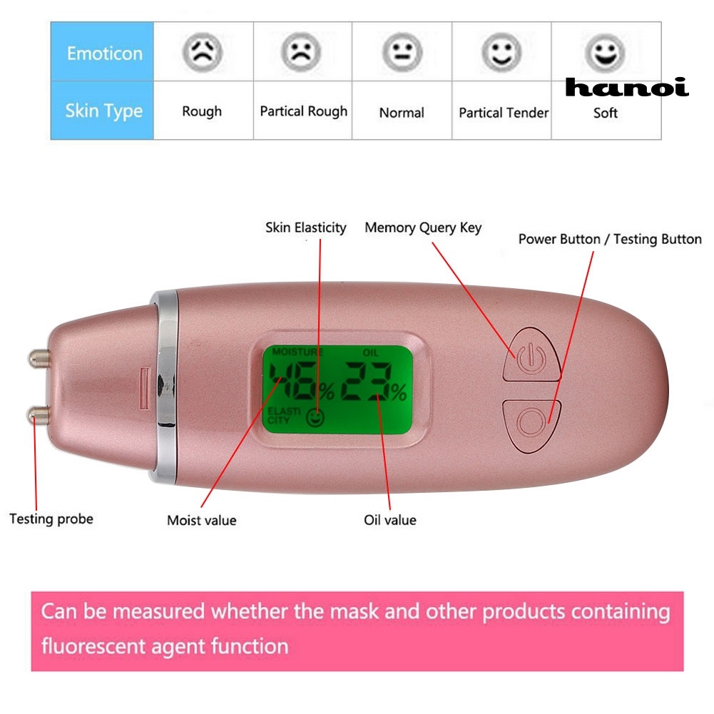 HQTM_Portable LCD Display Skin Sensor Tester Face Moisture Water Oil Analyzer Monitor