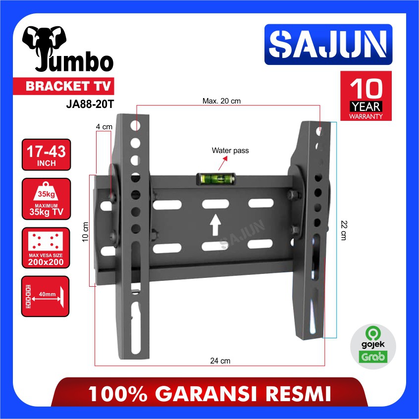 Bracket TV JUMBO 17-43 Inch Breket/Brecket TV LED with Waterpass