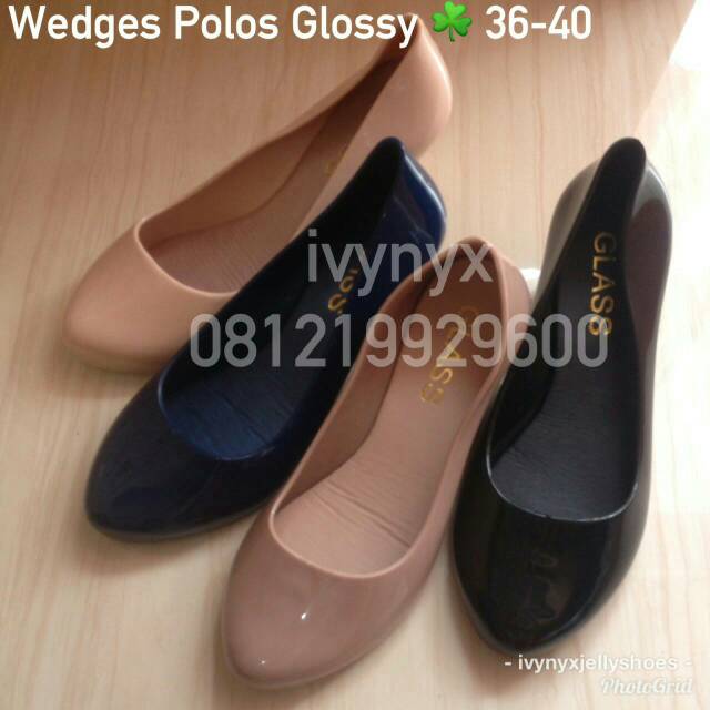 Wedges Polos Glossy Jelly Shoes