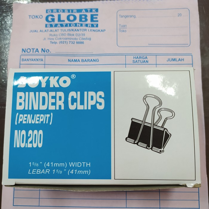 

Binder Clip no. 200 Joyko® (per lusin) (klip kertas/Penjepit hitam)