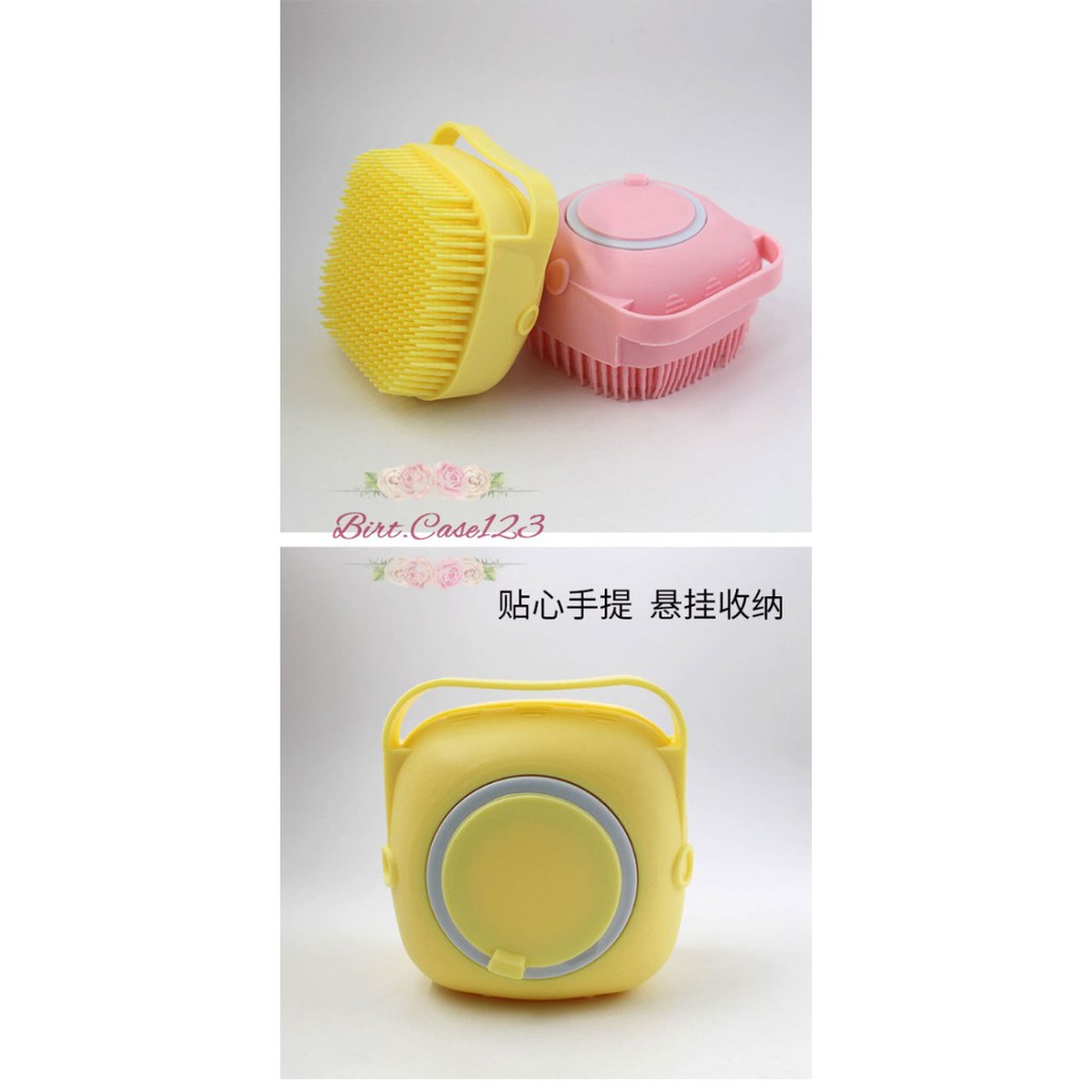 RT34 Sikat alat gosokan mandi badan silikon spons lembut shower brush dispenser portable serbaguna multifungsi BC6035