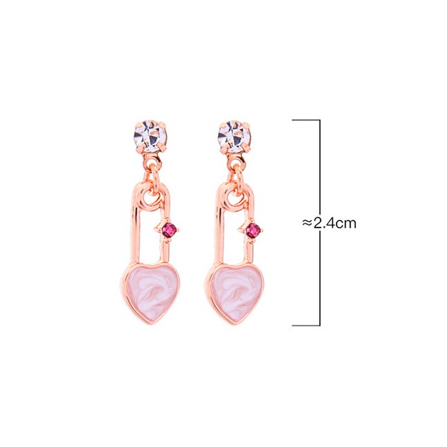 LRC Anting Tusuk Fashion Gold Drop Glazed Diamond Heart Earrings F95544