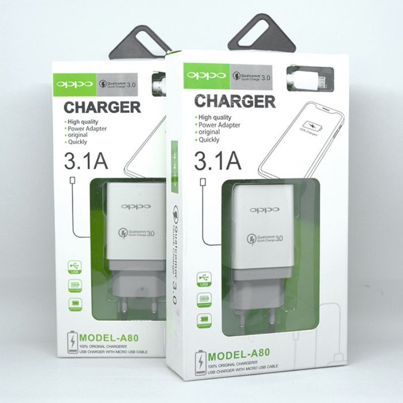 CAS/CHARGER type hp OPPO F11, F11pro, f7, F5, F3, F3 plus/F3+, a16, A15/a15s, a5s, A7, f9, a12, a83, a71, f1s/a59, A1k, F1, F1 plu, F1+ A37, A37f, Neo9 A3S, A57, A39, Neo 7/A33, A11w MODEL-A80 QUALCOMM QUICK CHARGER 3.1A,.   PENGISIAN CEPAT