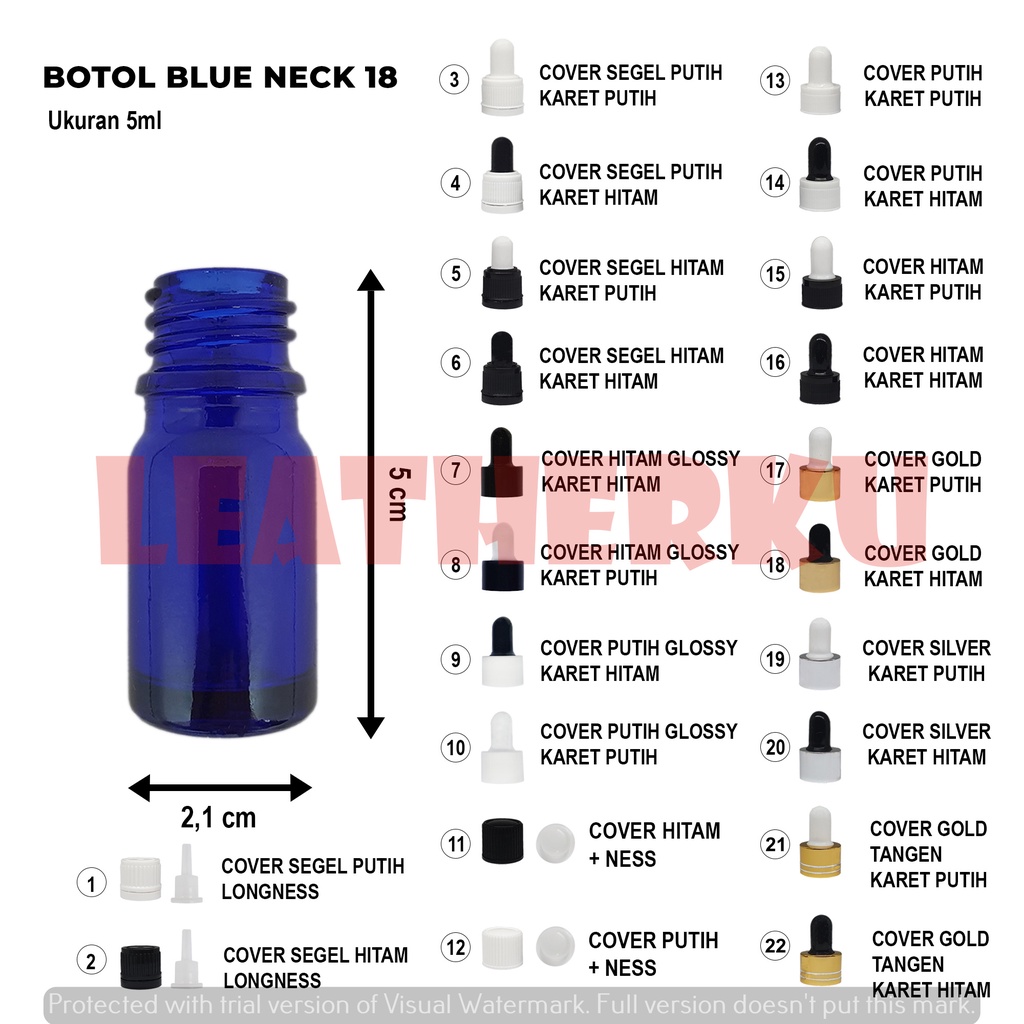 Botol Kaca Pipet Import 5 ML Biru