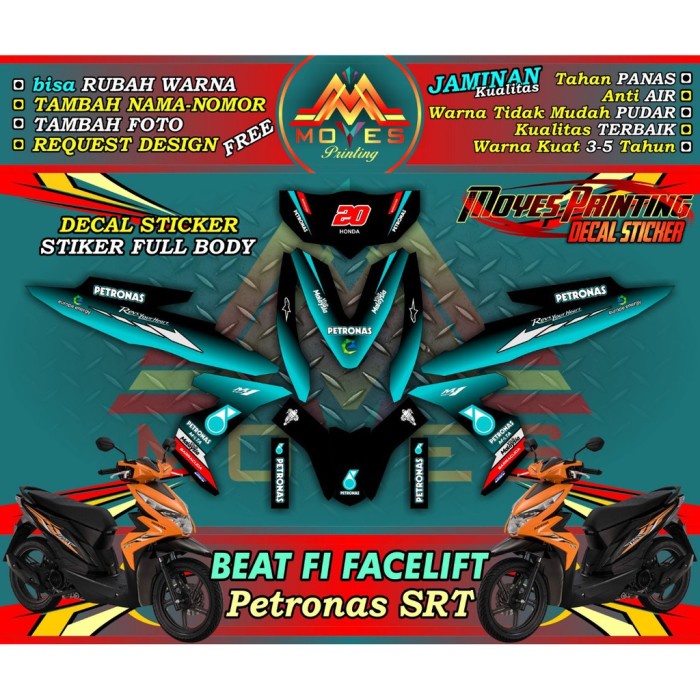 Stiker Beat FI Facelift petronas-decal beat FI facelift petronas