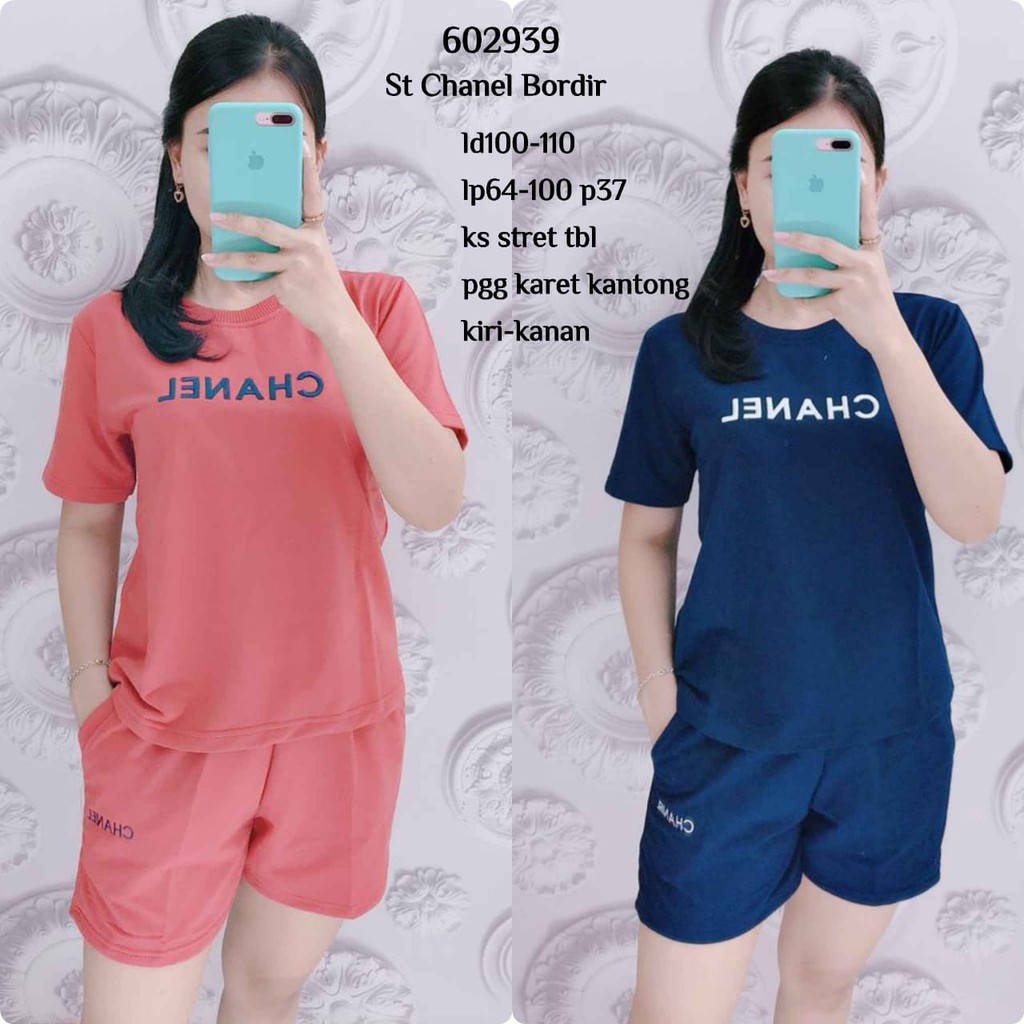 SETELAN KAOS+CELANA WANITA IMPORT PREMIUM CHANEL 602939