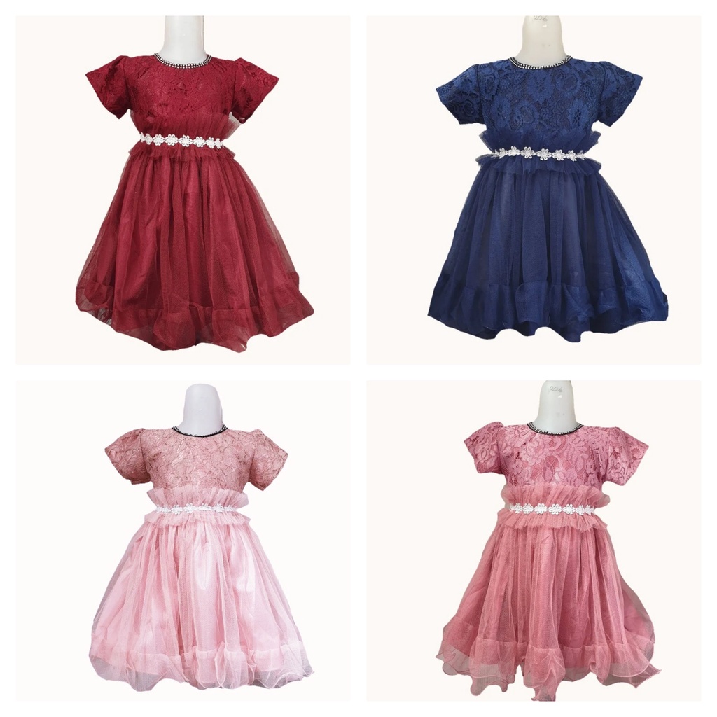 Dress Brokat Anak Perempuan Brocade corneli mix tutu - Dress Ulang Tahun - Dress Pesta - Dress Kondangan - Dress Anak 002