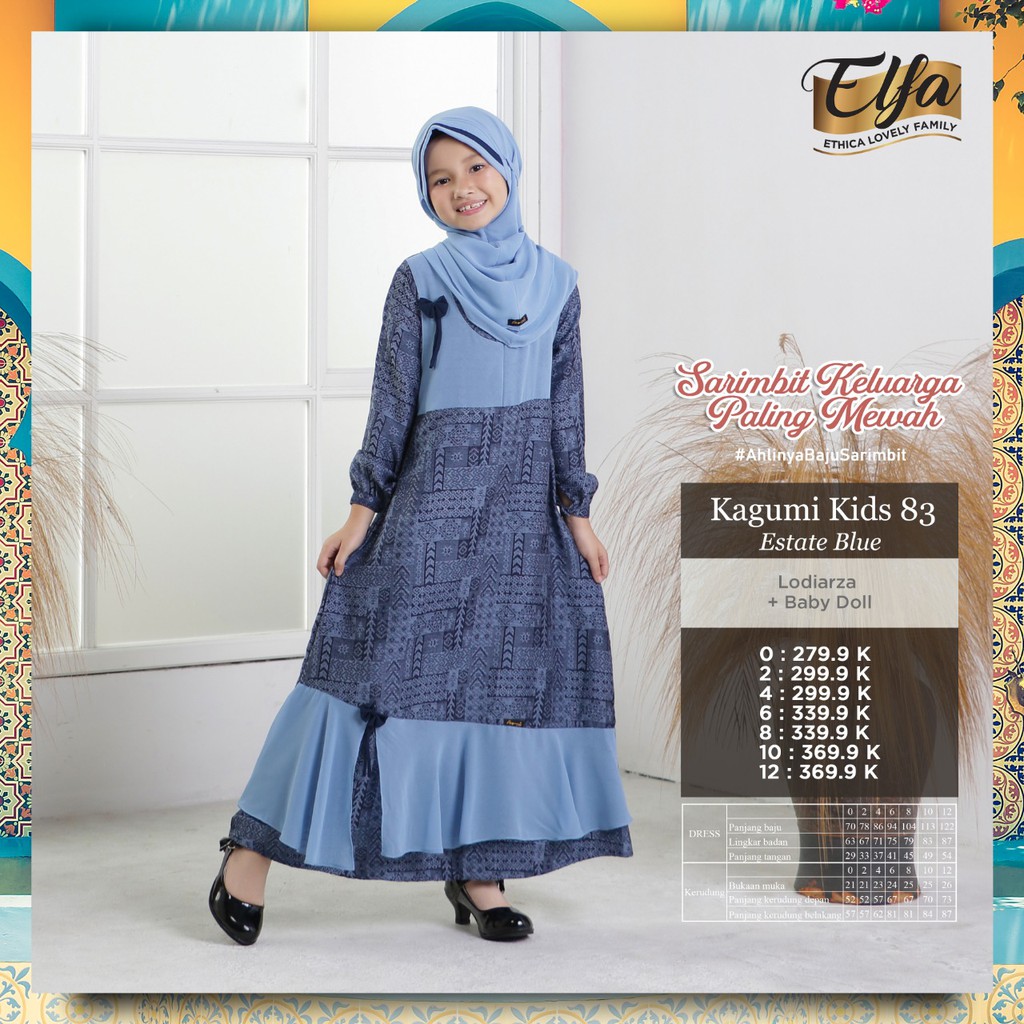 COD .. Gamis Anak Kagumi Kids 83 ESTATE BLUE & Koko anak kahfi Kids 118 Estate Blue Original by Ethi