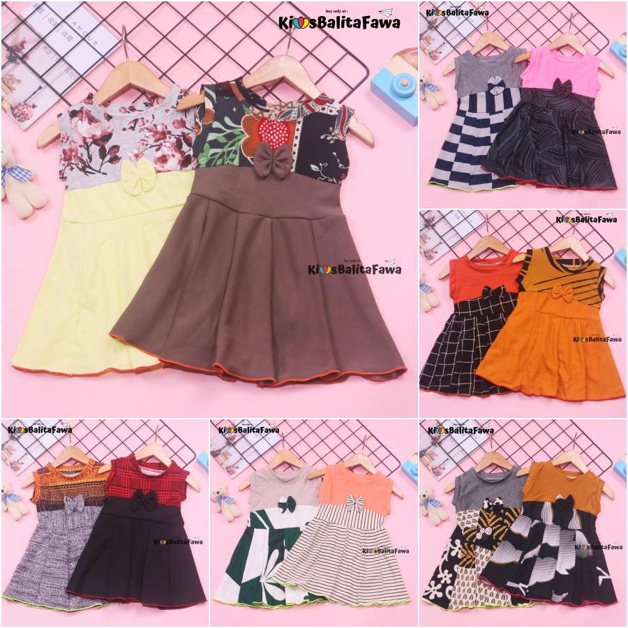 Dress Aila 6-18 Bulan / Baju Bayi Anak Perempuan Murah Gaun Yukensi Batik Harian  Murah Lucu