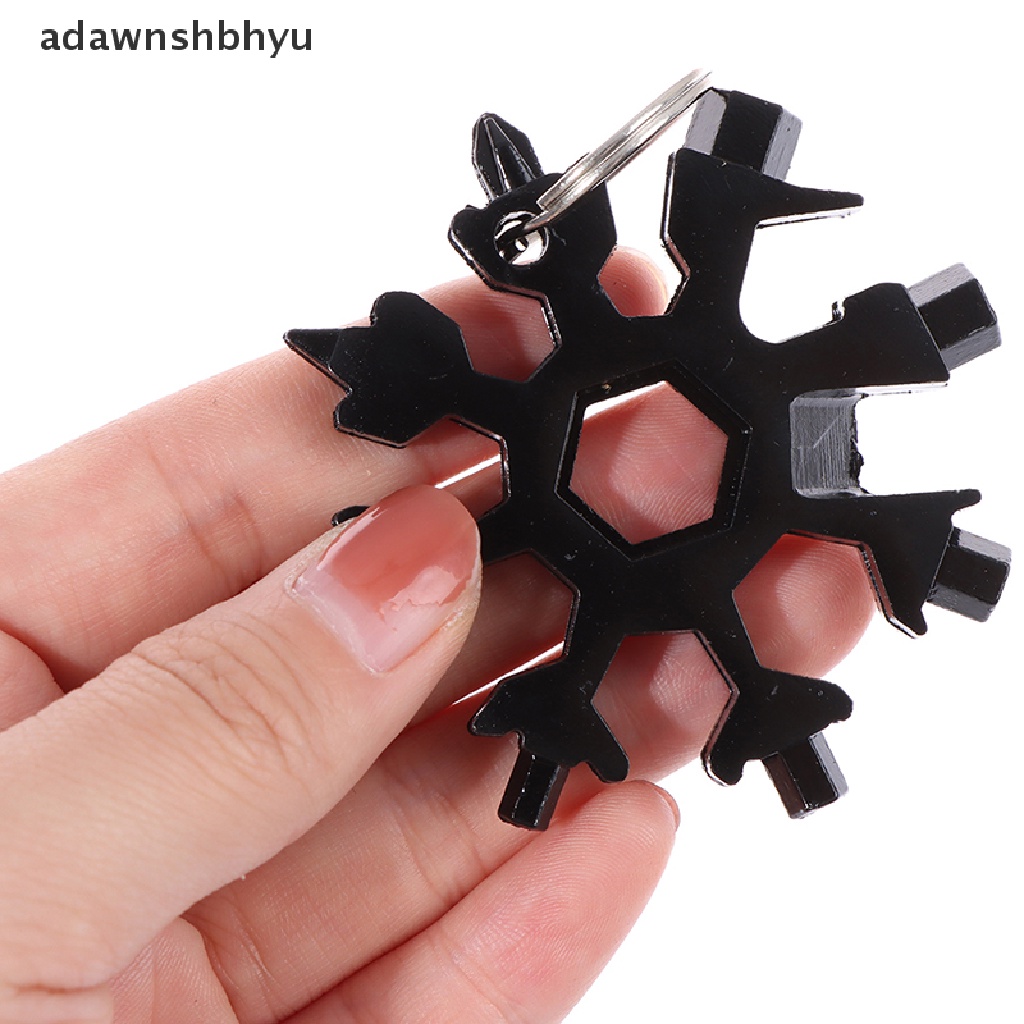 Adawnshbhyu 18in1 Snowflake Mini Multi Pocket Hex Wrench Spanner Gantungan Kunci Pendakian Luar Ruangan