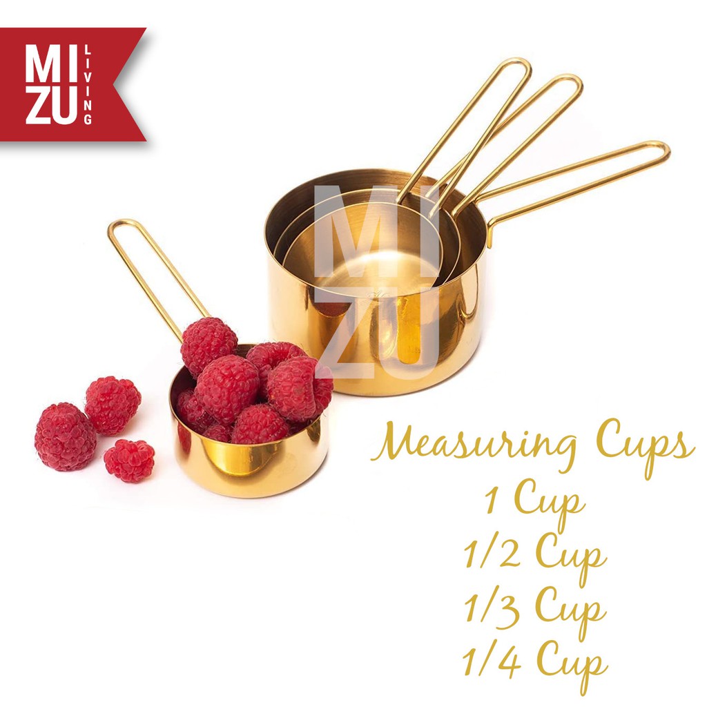 MIZU MISURINI GOLD 4in1 Set Measuring Cups Sendok Takar Emas Stainless Steel