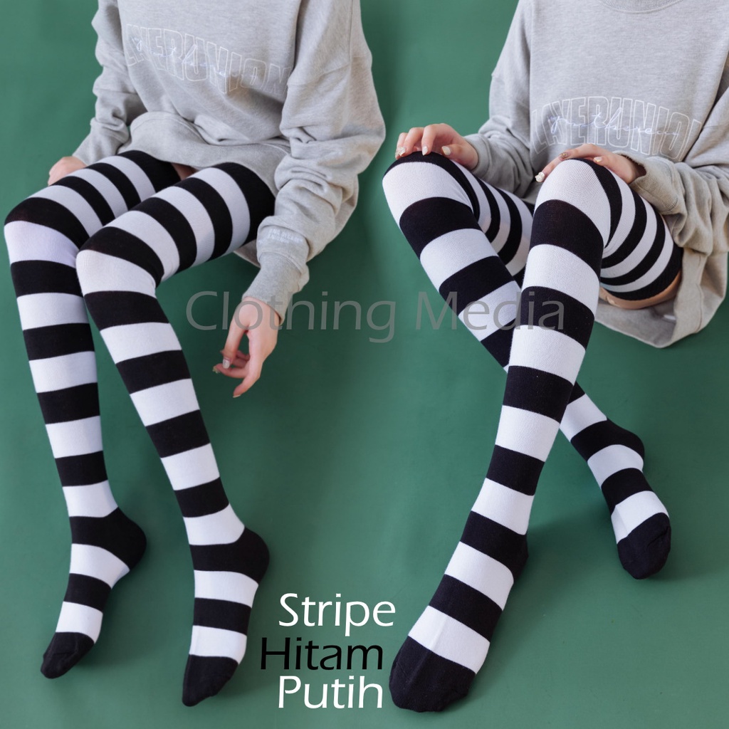 Kaos Kaki Cotton 80cm Super Panjang Katun Kaus Tinggi Overknee Long Socks Thigh High