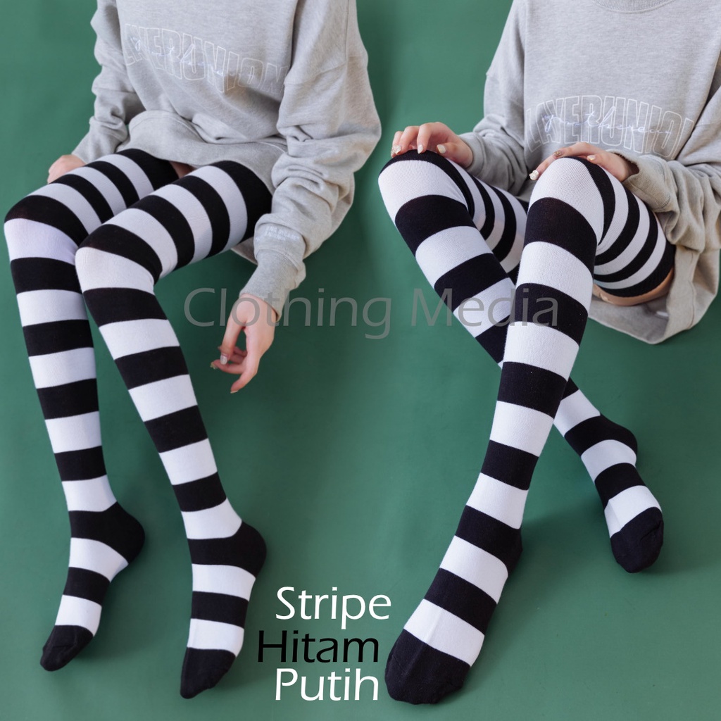 Kaos Kaki Cotton 80cm Super Panjang Katun Kaus Tinggi Overknee Long Socks Thigh High