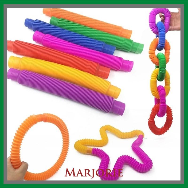 Mainan Fidget Tabung Pop it Teleskopik Bahan Plastik Corrugated Warna-Warni Untuk Anak Tabung Mainan Pendidikan-MJD-MJD