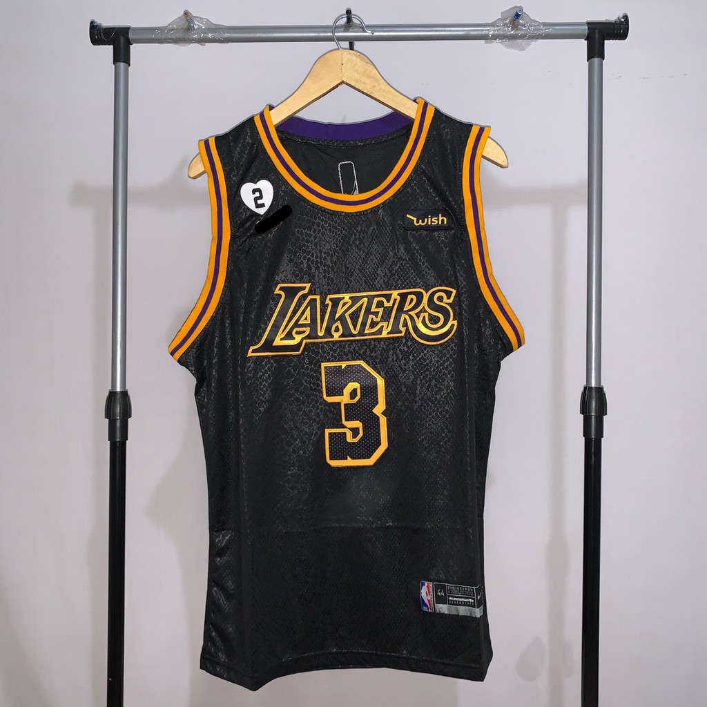 Anthony Davis Los Angeles LA Lakers HITAM Jersey Basket Swingman NBA Baju Kostum Tshirt T-Shirt Kaos