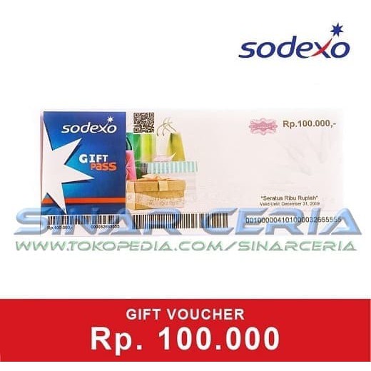 MURAH !!  Voucher Sodexo gift pass 100rb 100Ribu exp 31 Desember 2019 kado ASLI