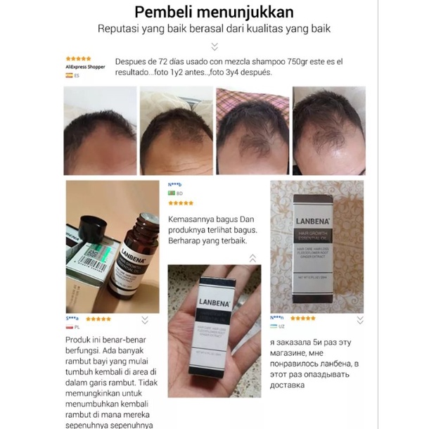 LANBENA HAIR GROWTH CARE ESSENTIAL OIL PENUMBUH RAMBUT SECARA CEPAT-20ml