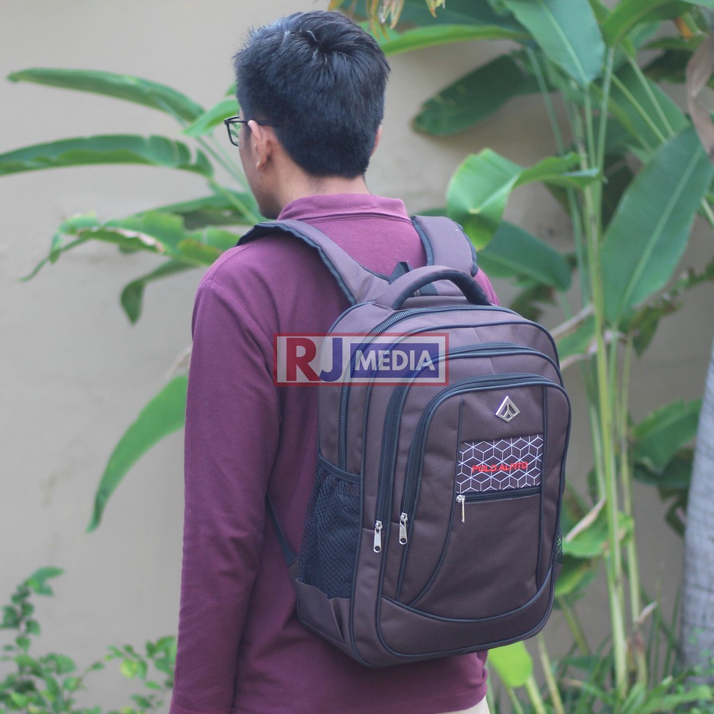 Tas Sekolah SMP SMA Kuliah Kerja Tas Pria Backpack Alfito Jaring Spider Coklat Tas Gendong Free Raincover Laptop In Kualitas Impor Termurah Jahitan Awet Muat Banyak