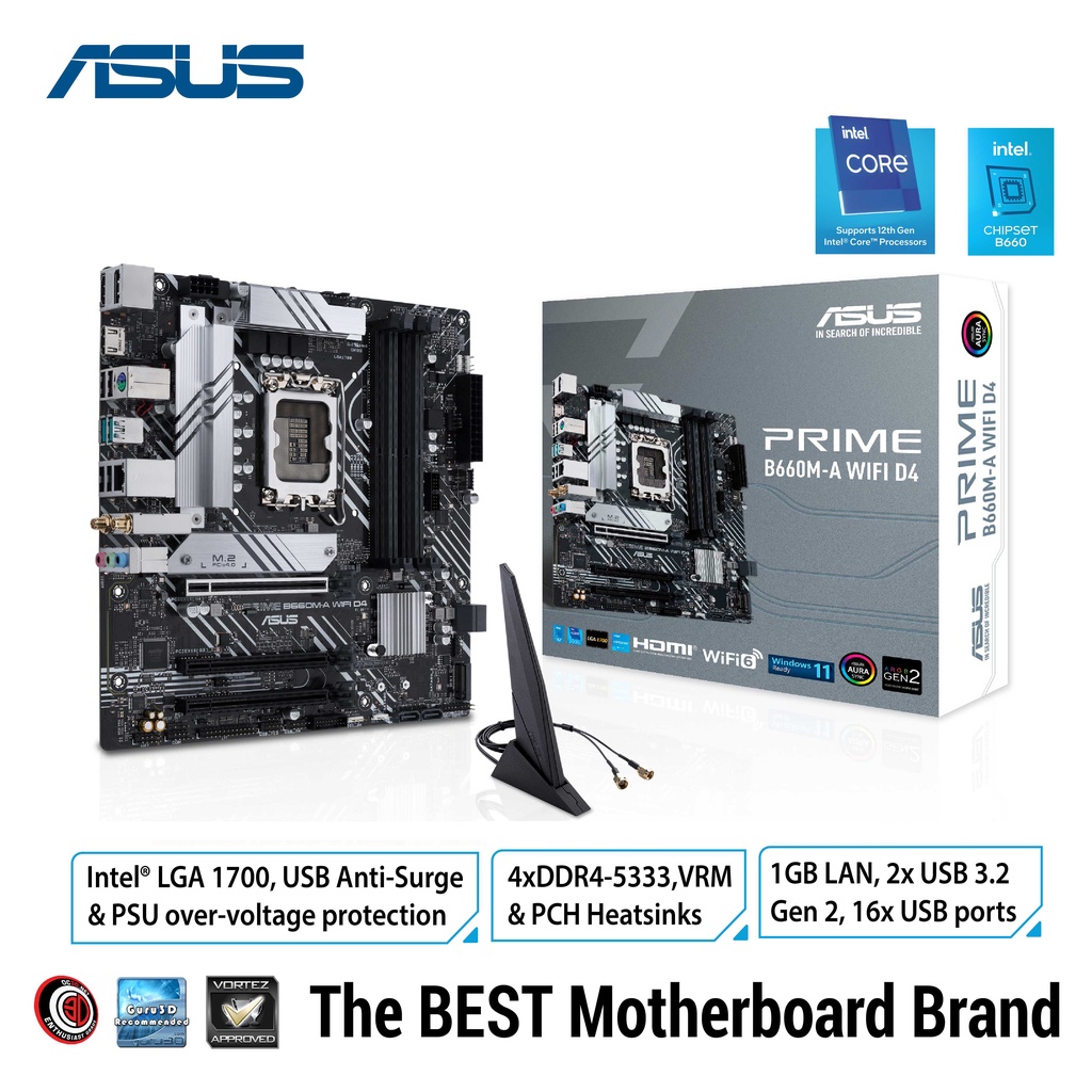 ASUS PRIME B660M-A WIFI DDR4 | Motherboard Intel Gen12 LGA1700 B660 D4