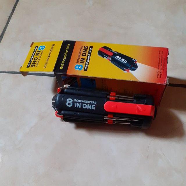 Obeng Set Lampu Senter 8 In 1