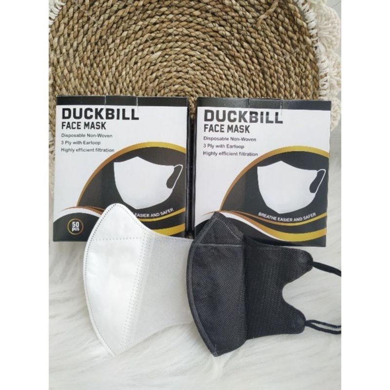 Hanaiso MEDAN MASKER DUCKBILL KF94 KN95 HITAM PUTIH 50 PCS GARIS IMPORT 3PLY EARLOOP DUCK BILL 50PCS FACEMASK ALKINDO SEPERTI SENSI