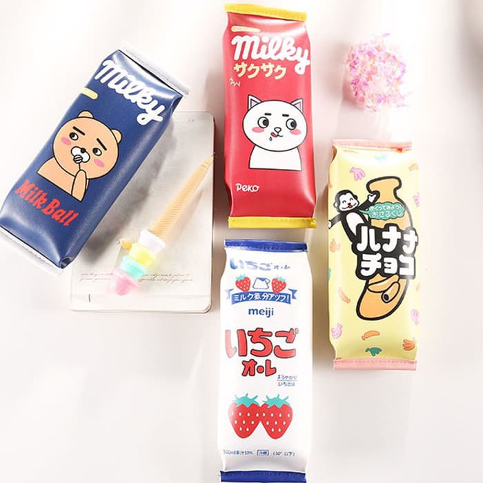 

SimonLee Tempat Pensil Model Kotak Susu Gambar Kartun Bahan Kulit Imi