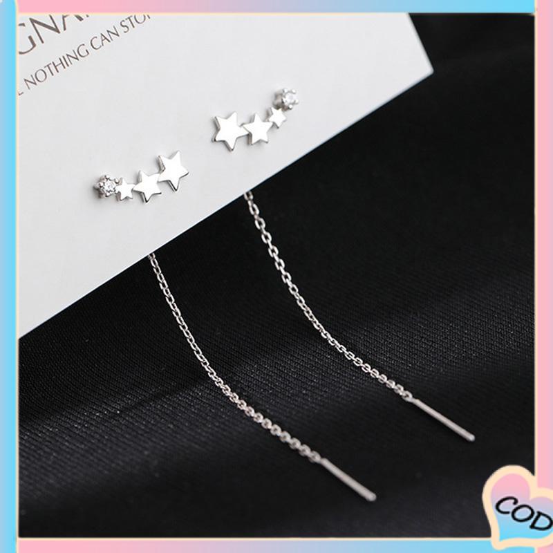 COD❤️ Star Rumbai Anting Gantung Rantai Panjang untuk Aksesoris Perhiasan Fashion Wanita-A.one