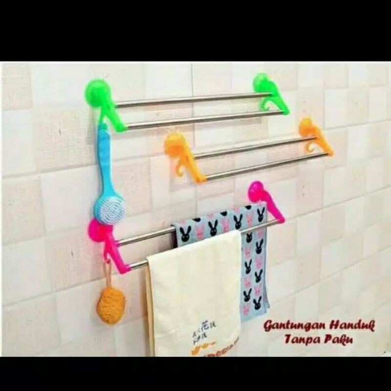 ⭐ Jendela Kosmetik ⭐ Mobile Towel Rak / Rak Jemuran Handuk / Gatungan Handuk Tanpa Paku / Tempat Gantung Handuk