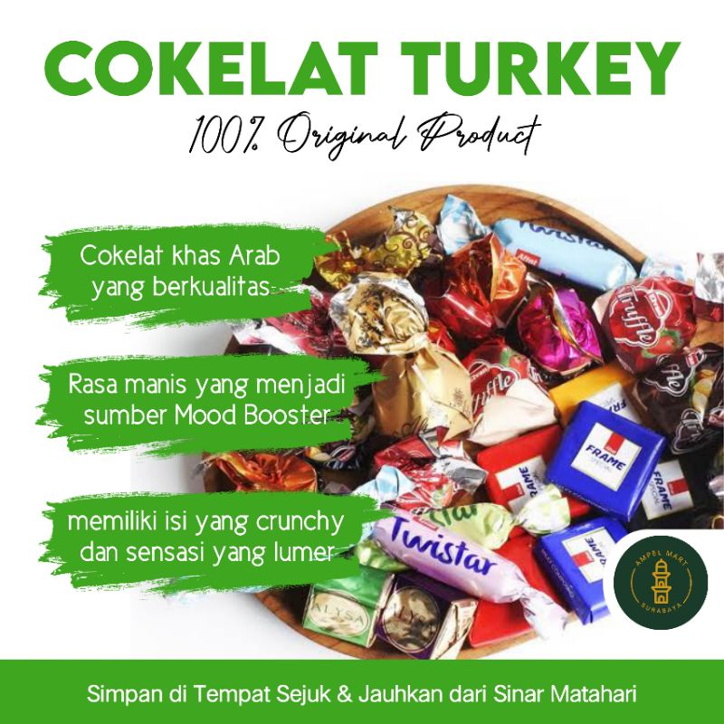 Coklat Turkey 1 Kg Cokelat Turkey 1 kg Cokelat Arab Turkey Mix 1000gr Cokelat Turkey 500gr dan 250gr (Kemasan Pouch)