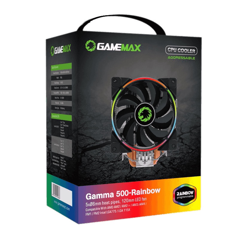 GAMEMAX GAMMA 500 Rainbow Fan CPU Cooler Fan Processor