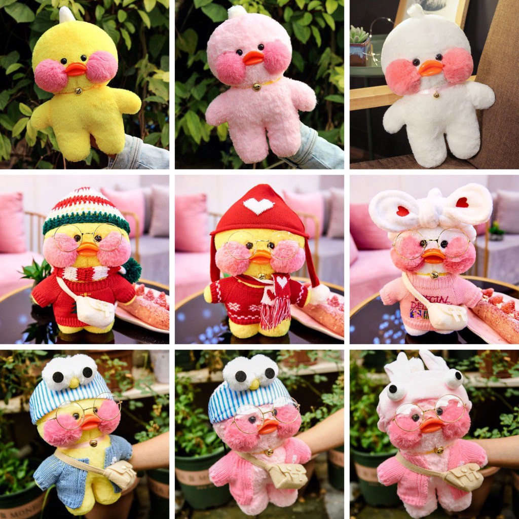 30cm Boneka bebek lalafanfan cafe Mewah duck Kuning/Pink/Putih Untuk Hadiah Anak Perempuan