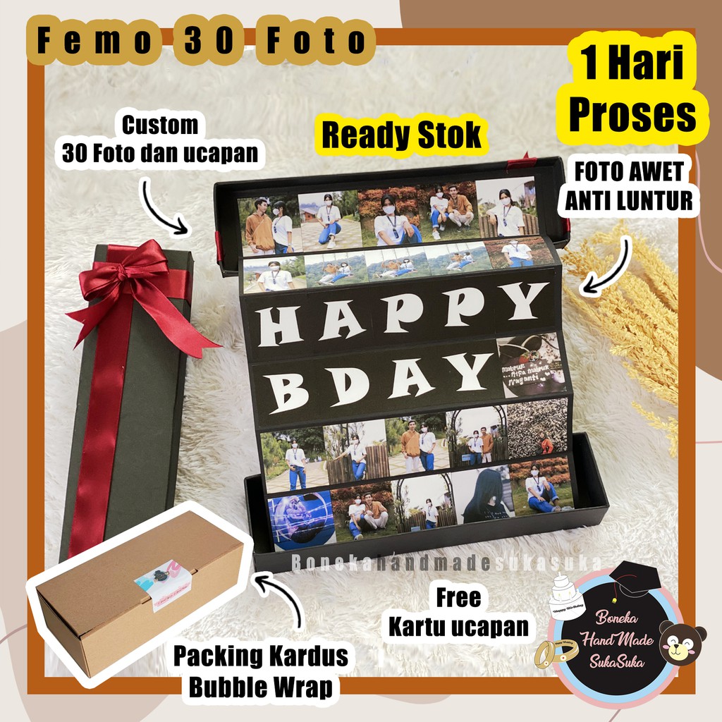Feed Of Memory Box FEMO BOX Isi 30 Foto Polaroid Hadiah Gift Kado Pacar Ulang Tahun Anniversary Free