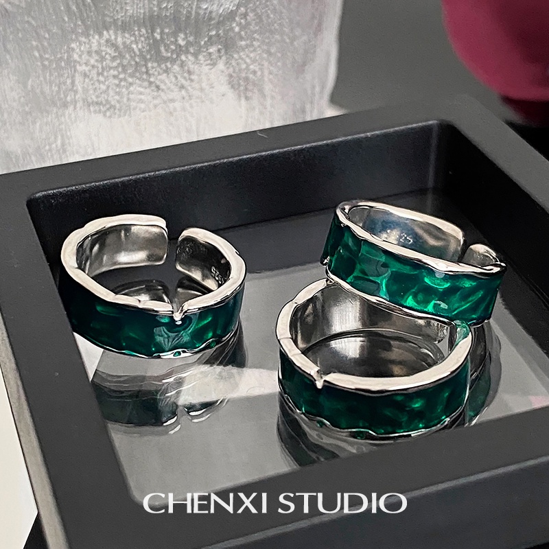 Cincin Model Terbuka Desain Chenxi Warna Hijau