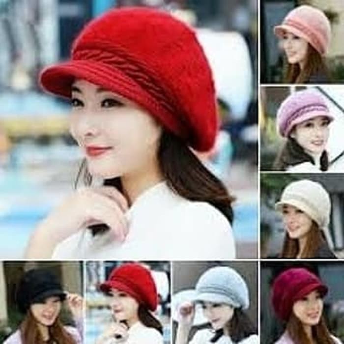 topi wanita Korea musim dingin bulu Berkualitas