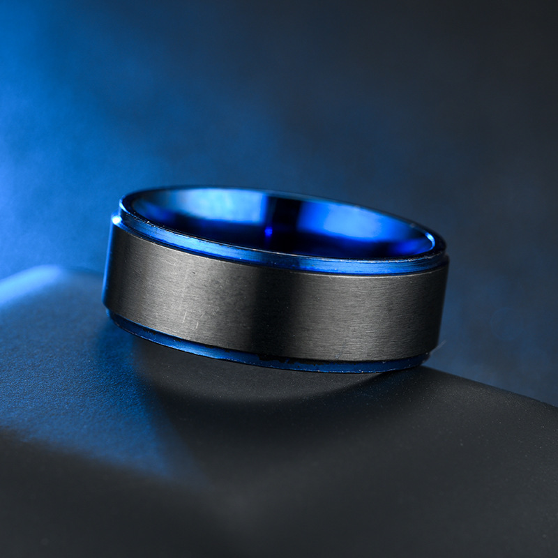 Cincin Warna Hitam Biru Gaya Eropa Dan Amerika Untuk Pria