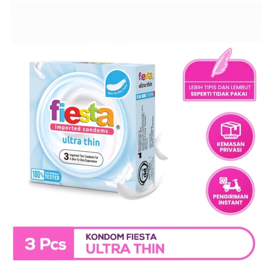 Kondom Fiesta 3 Pcs | Strawberry | Max Dotted | Ultra Thin | Watermelon Sugar | Ultra Safe