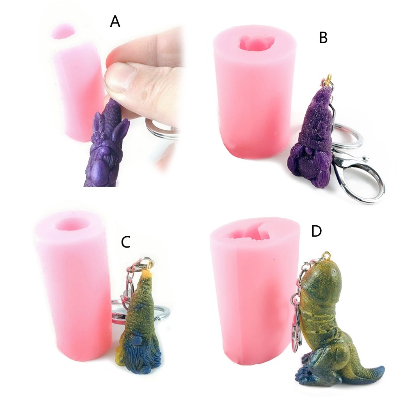 SIY  Handmade 3D Gnome Keychain Resin Mold Lucky Dinosaur Gnome Decoration Pendant Silicone Resin Casting Mold Craft Tools