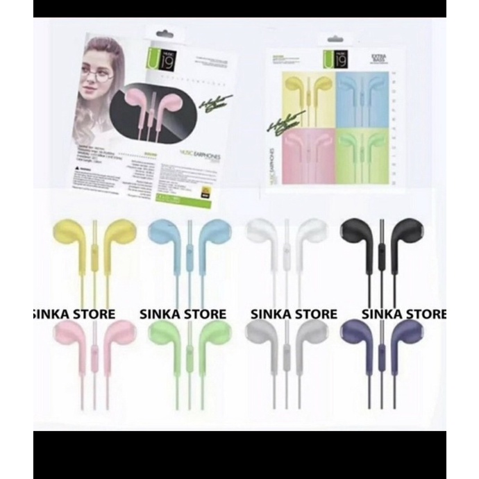 HEADSET MACARON U19 SUPER BASS BANYAK WARNA // HANSFREE MACARON U19  - BD