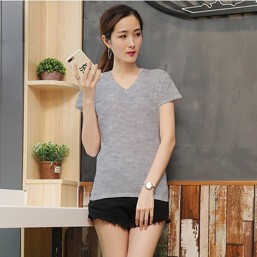 kaos wanita Vneck tangan pendek XXL