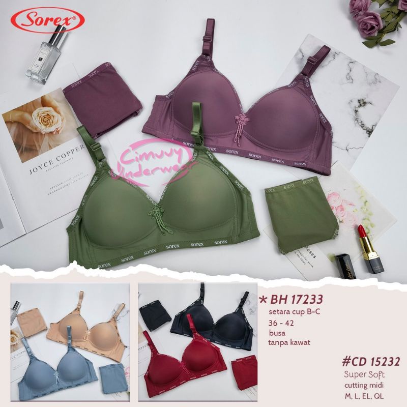 Bra BH Sorex 17233 Tanpa Kawat Busa Tipis Cup Besar