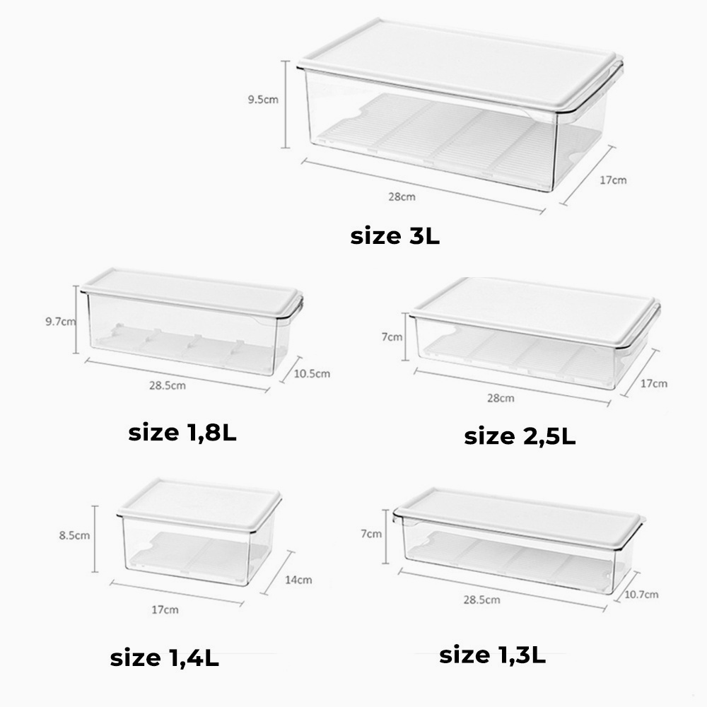 Kotak Penyimpanan Makanan Kulkas dengan Saringan / Fridge Food Storage Box Organizer Serbaguna L2,DEPAN COLOKAN - HHM972