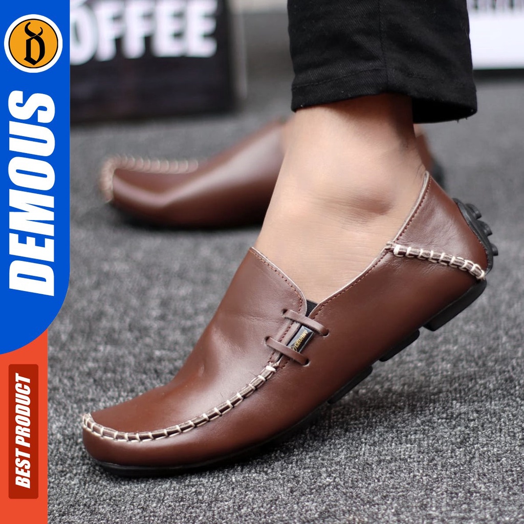 DEMOUS Moclea - Sepatu Slip On Casual Kerja Pria Kulit Asli