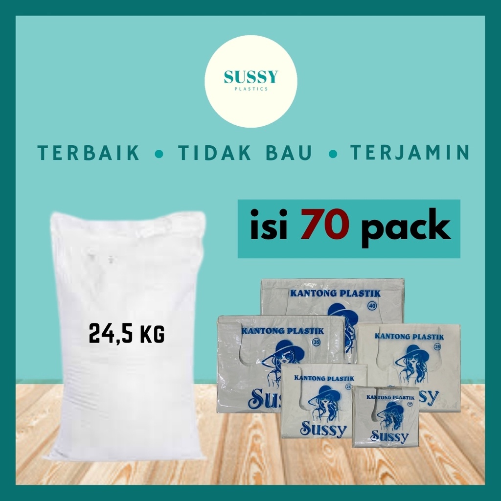 GROSIR Kantong Plastik Kresek Sussy Tebal Putih Ukuran 17 24 28 35 40