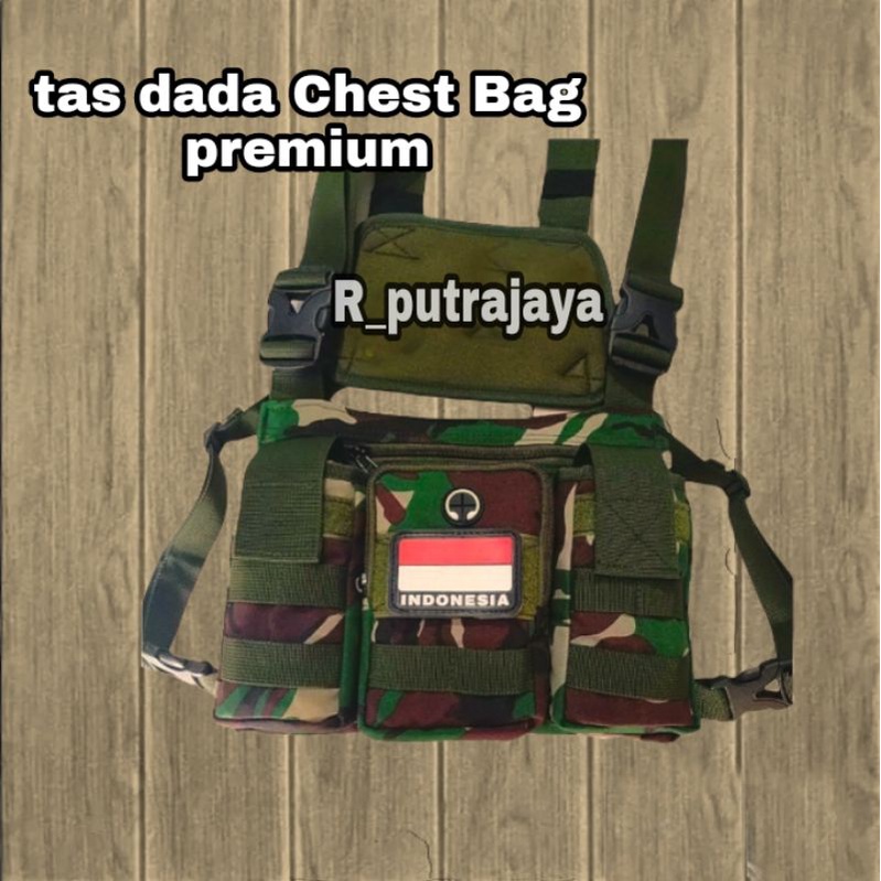 TAS CHEST BAG PREMIUM/tas dada rompi/tas dada Loreng Malpinas TNI saku 3 hendset